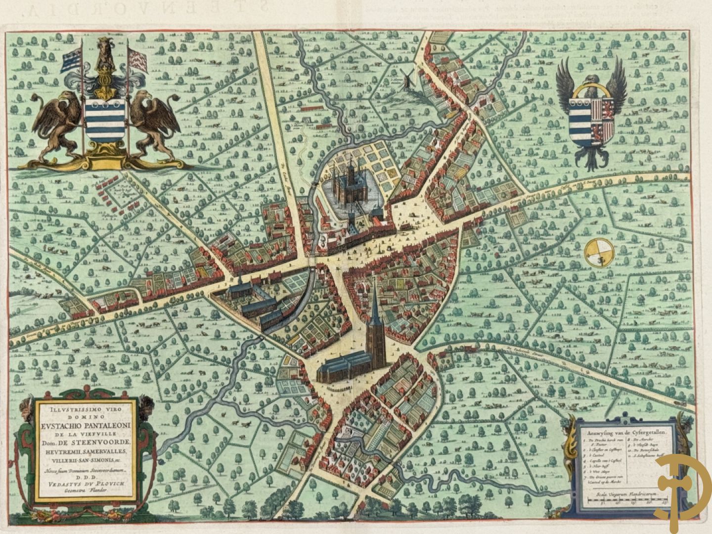 Oud ingekleurde kaart Blaue van Steenvoorde