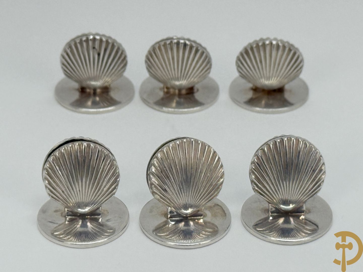 Zes naamhoudertjes in massief zilver, Sterling gemerkt, Tiffany en Co.