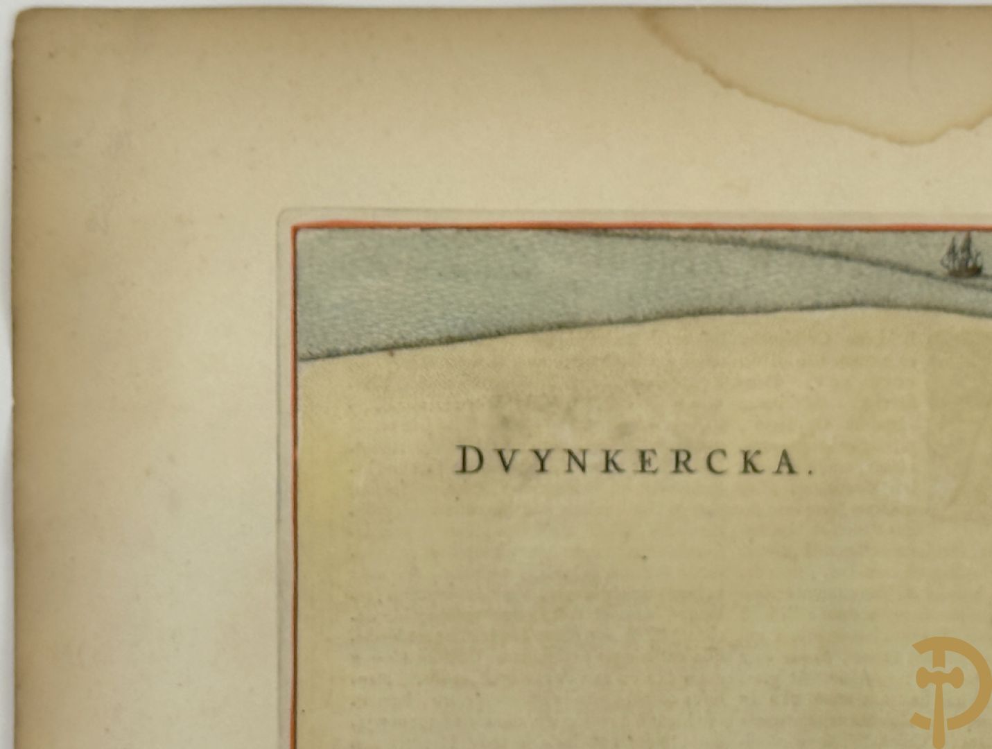 Oud fortificatieplan met zicht op Duynkercka, van Blaue