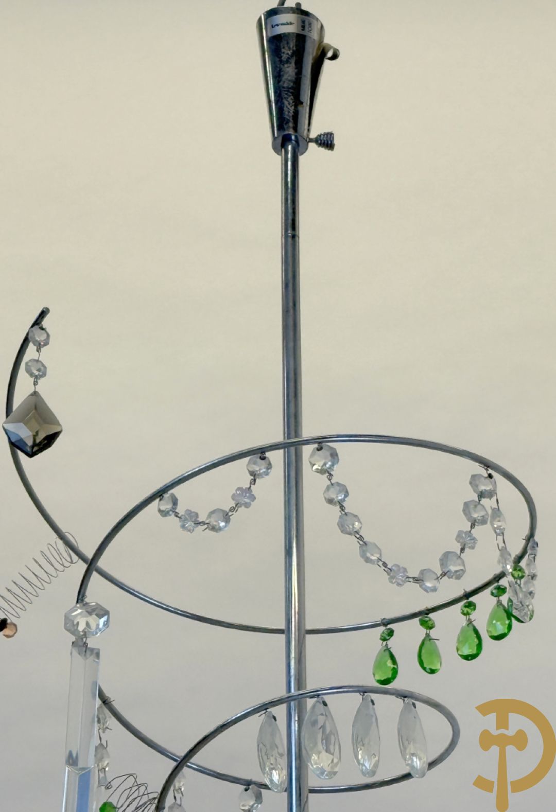 Vintage chromé luchter in spiraalvorm met bellen, Artemide gemerkt Milano Torno