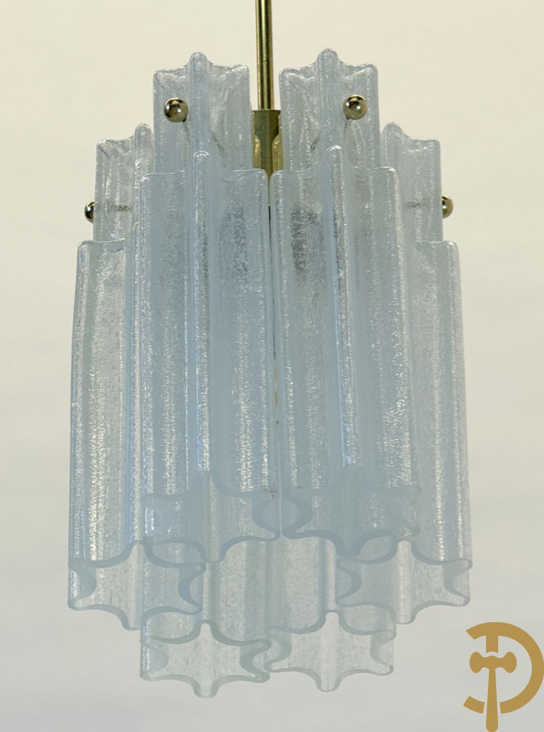 Vintage Murano hall lamp met 6 matglazen hangers