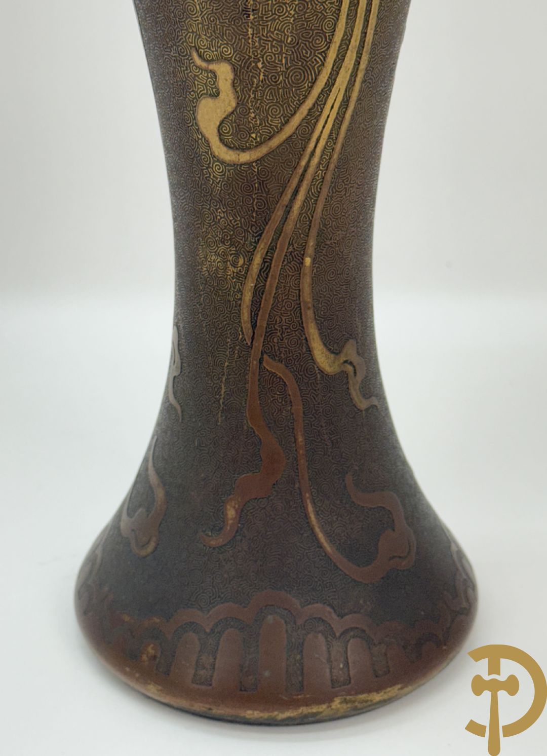 Blauwe kristallen Val-Saint-Lambert, gegalvaniseerd  met kopertechniek, ontwerper Leon Ledru, Art Nouveau rond 1900