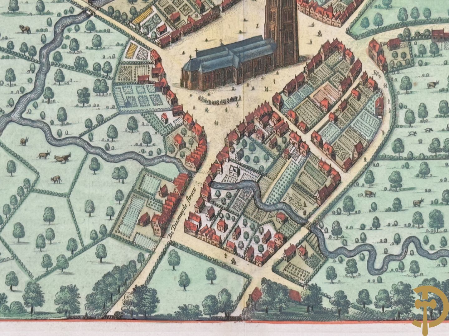 Oud ingekleurde kaart Blaue van Steenvoorde