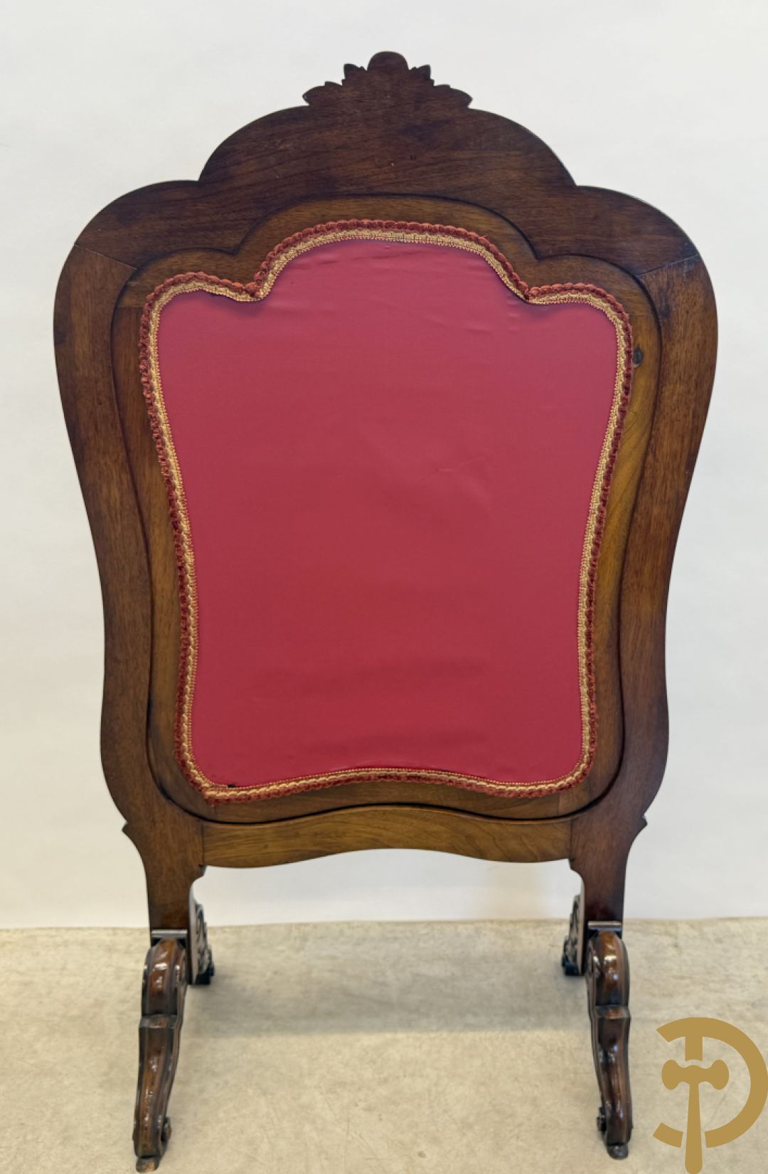 Haardscherm in mahonie met tapisserie