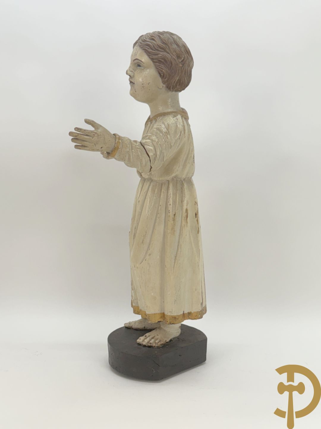 Gepolychromeerd houtgesculpteerd beeld van Jezus die predikt, laat 18e - vroeg 19e