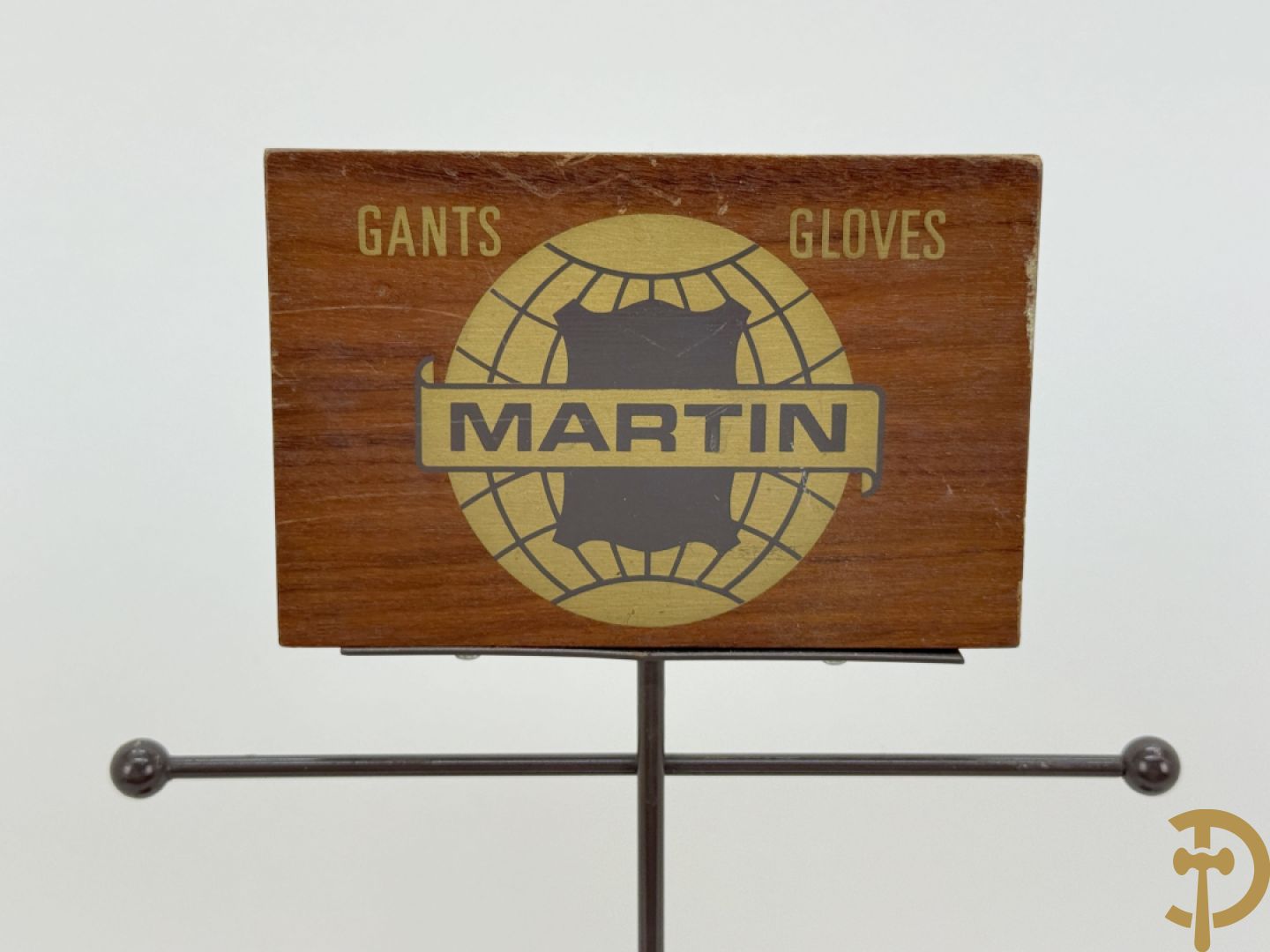 Vintage reclamerek met metalen frame voor dameshandschoenen, Gants, Gloves Martin