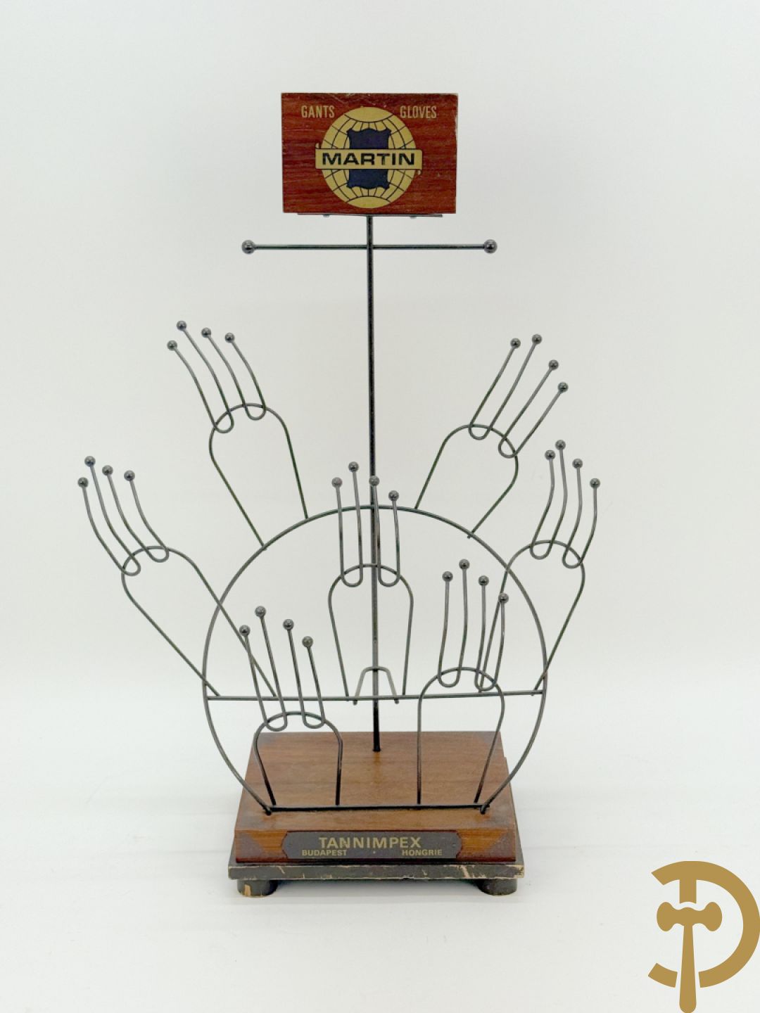 Vintage reclamerek met metalen frame voor dameshandschoenen, Gants, Gloves Martin