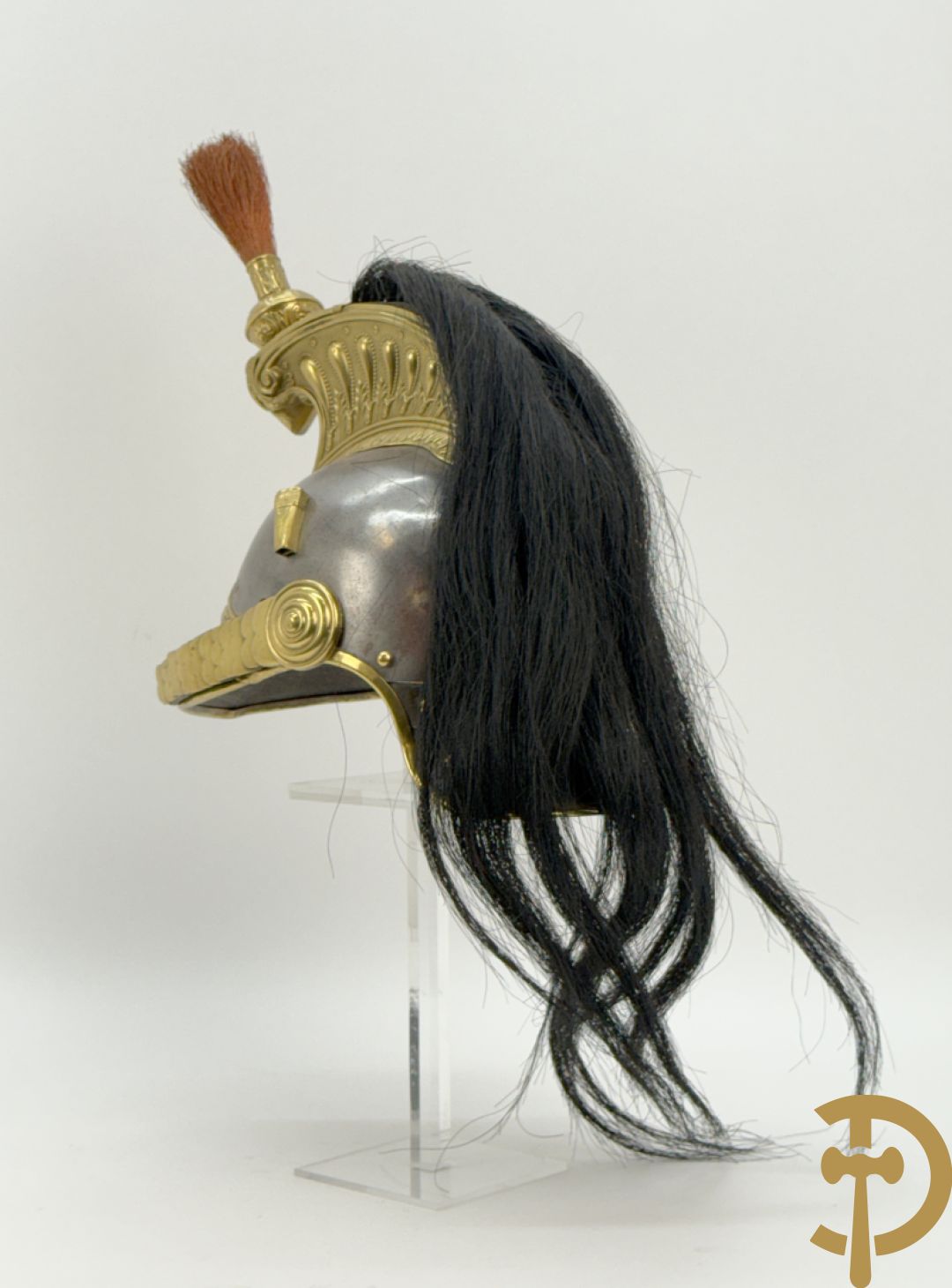 Franse kurassiershelm met kam en paardenhaar, 19e