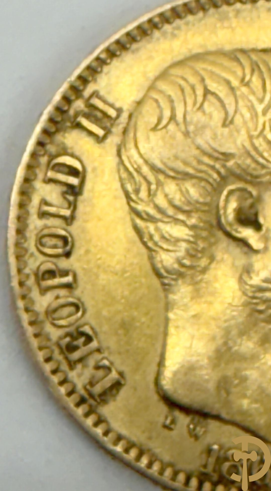 Belgische gouden 20 Franc uit 1868 met afbeelding van Leopold II