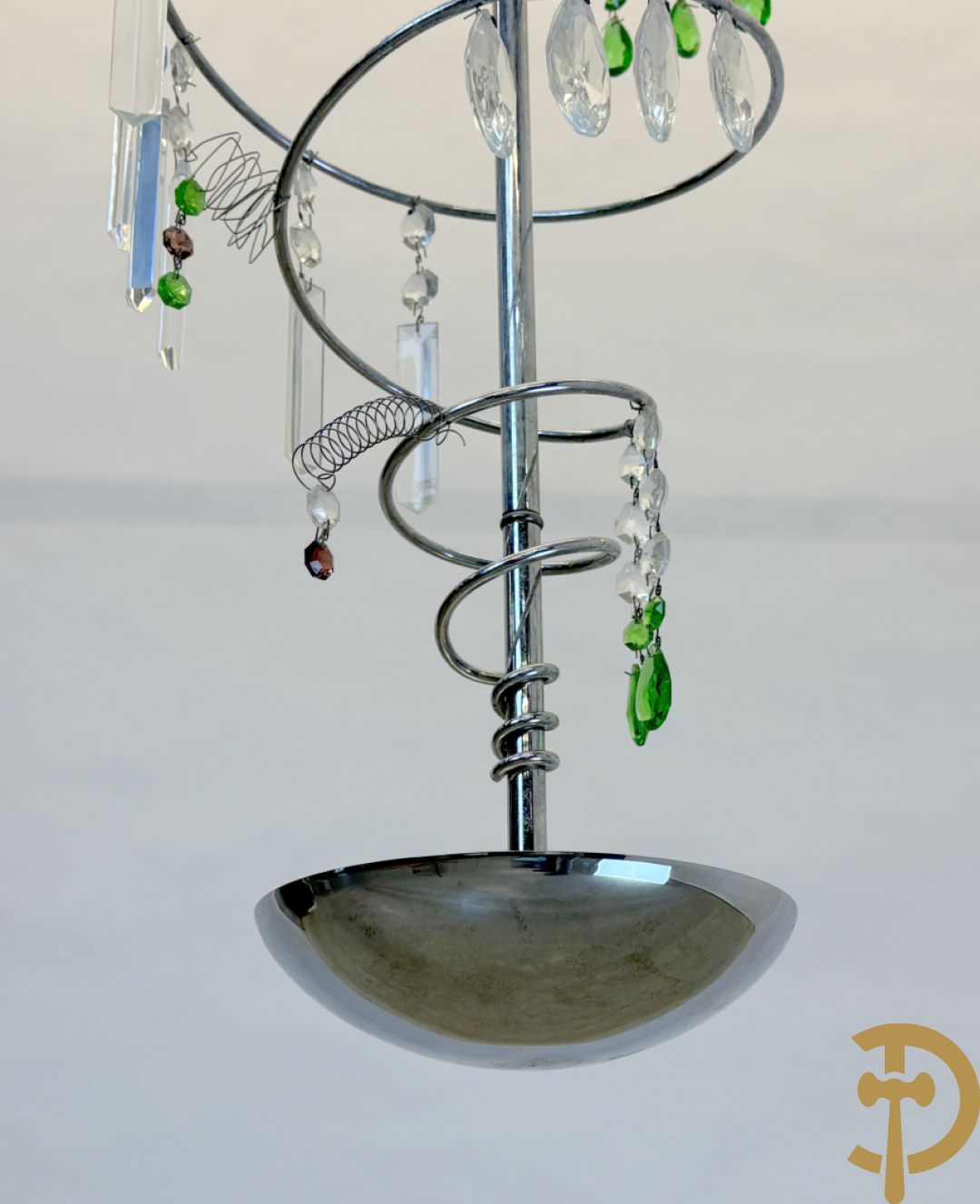 Vintage chromé luchter in spiraalvorm met bellen, Artemide gemerkt Milano Torno