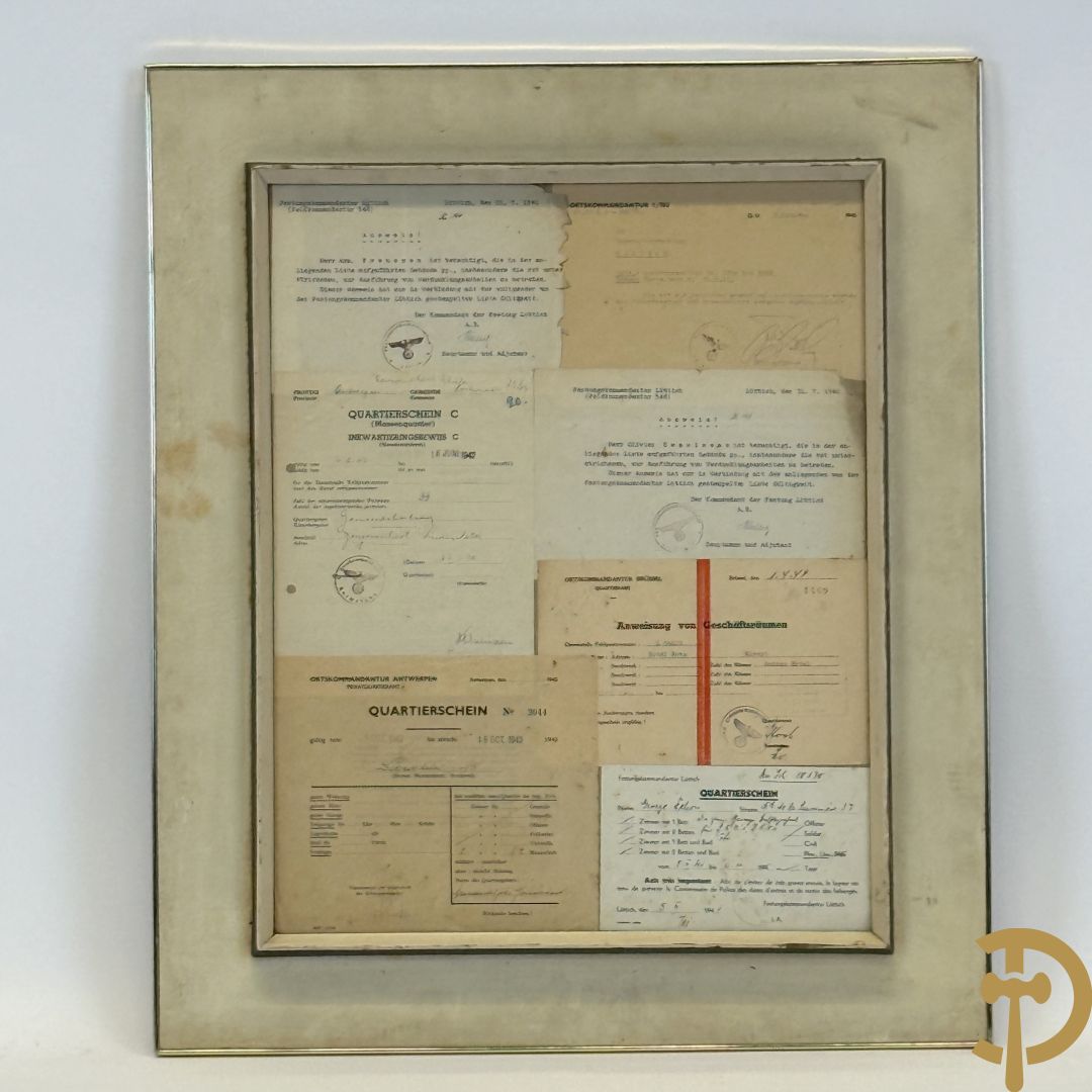 Zeven ingelijste documenten over Duitse W.O. II