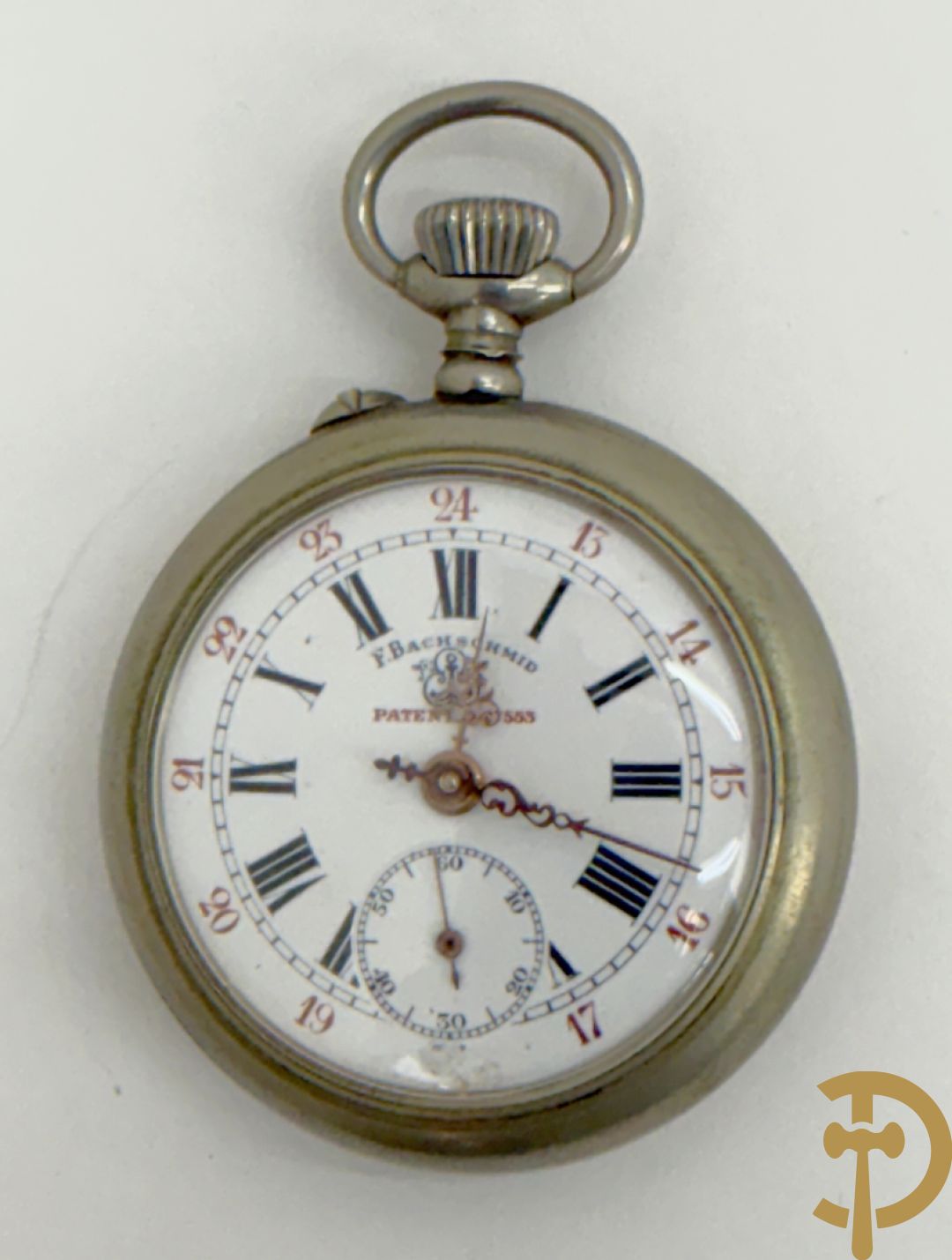 2 zakhorloges Roskpf + zakhorloge met jachtmotieven + zakhorlogehanger + 2 zakhorlogekasten + chrono (na te zien) + zakhorloge Bacschmed