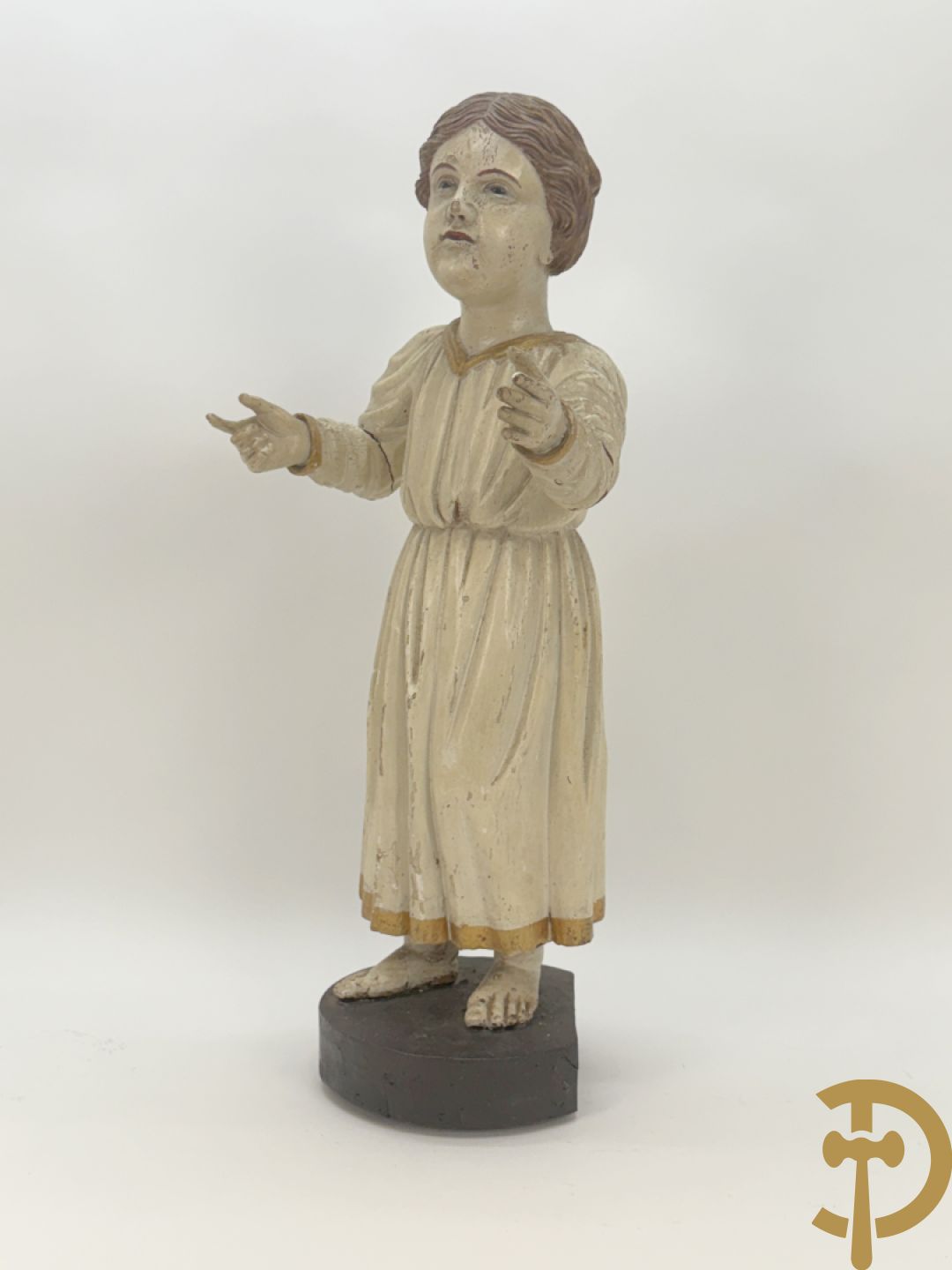 Gepolychromeerd houtgesculpteerd beeld van Jezus die predikt, laat 18e - vroeg 19e