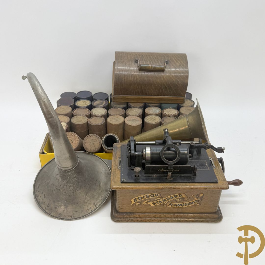 Edison Standard fonograaf met 2 hoorns en rollen (zonder naald)