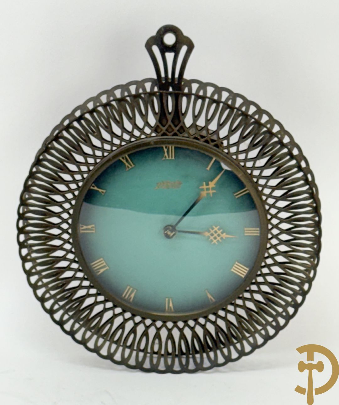 Vintage muurklok met groene fond, Atlanta Univers, jaren 