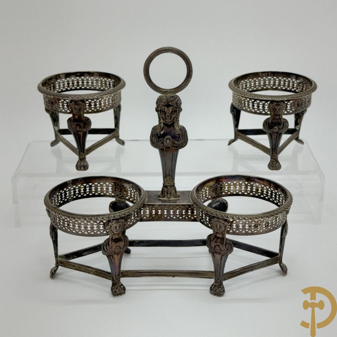 Drie massief zilveren Empire houders, gemerkt AM monogram