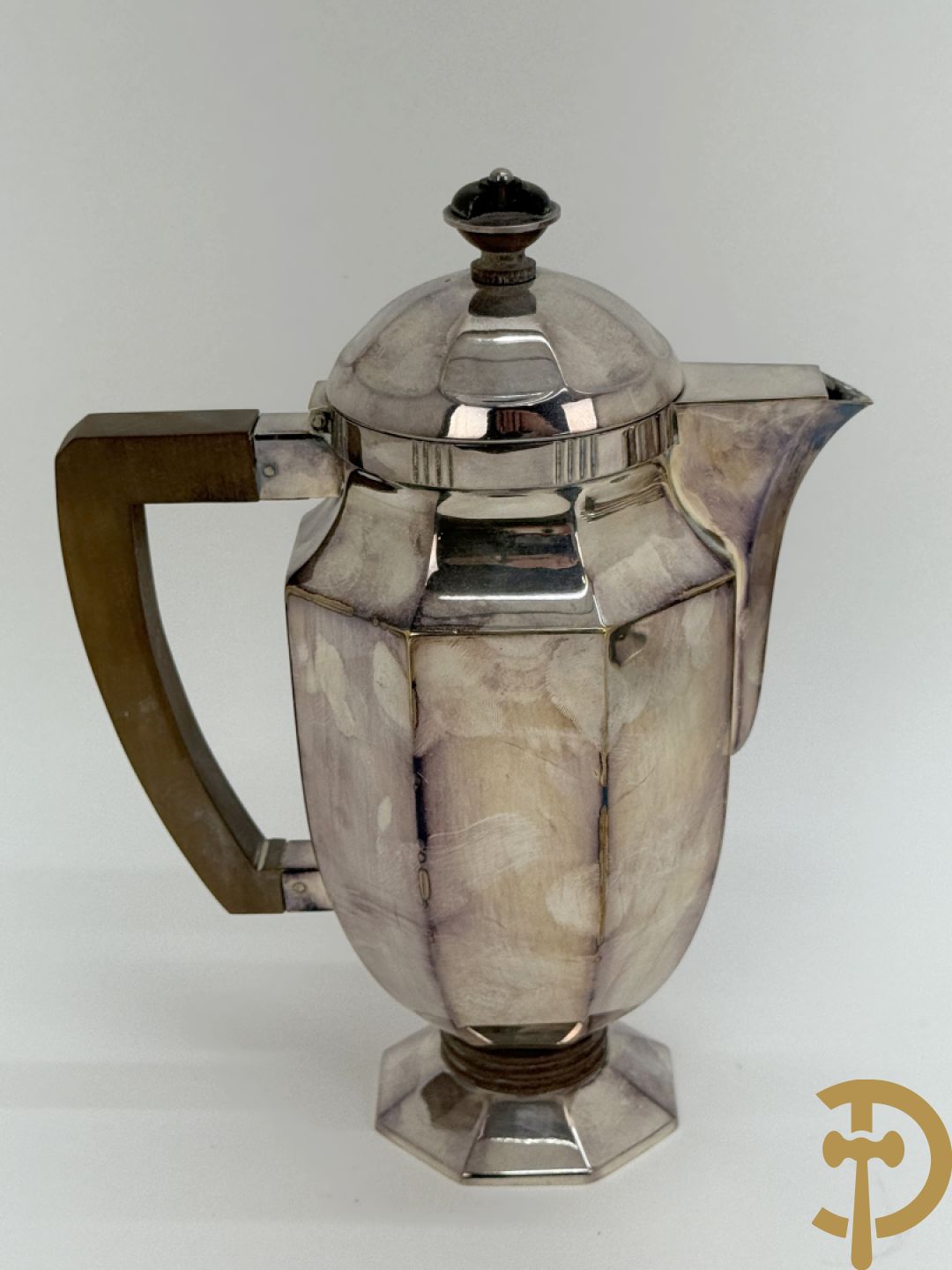 Verzilverd Art Deco koffie-en theestel op onderschaal
