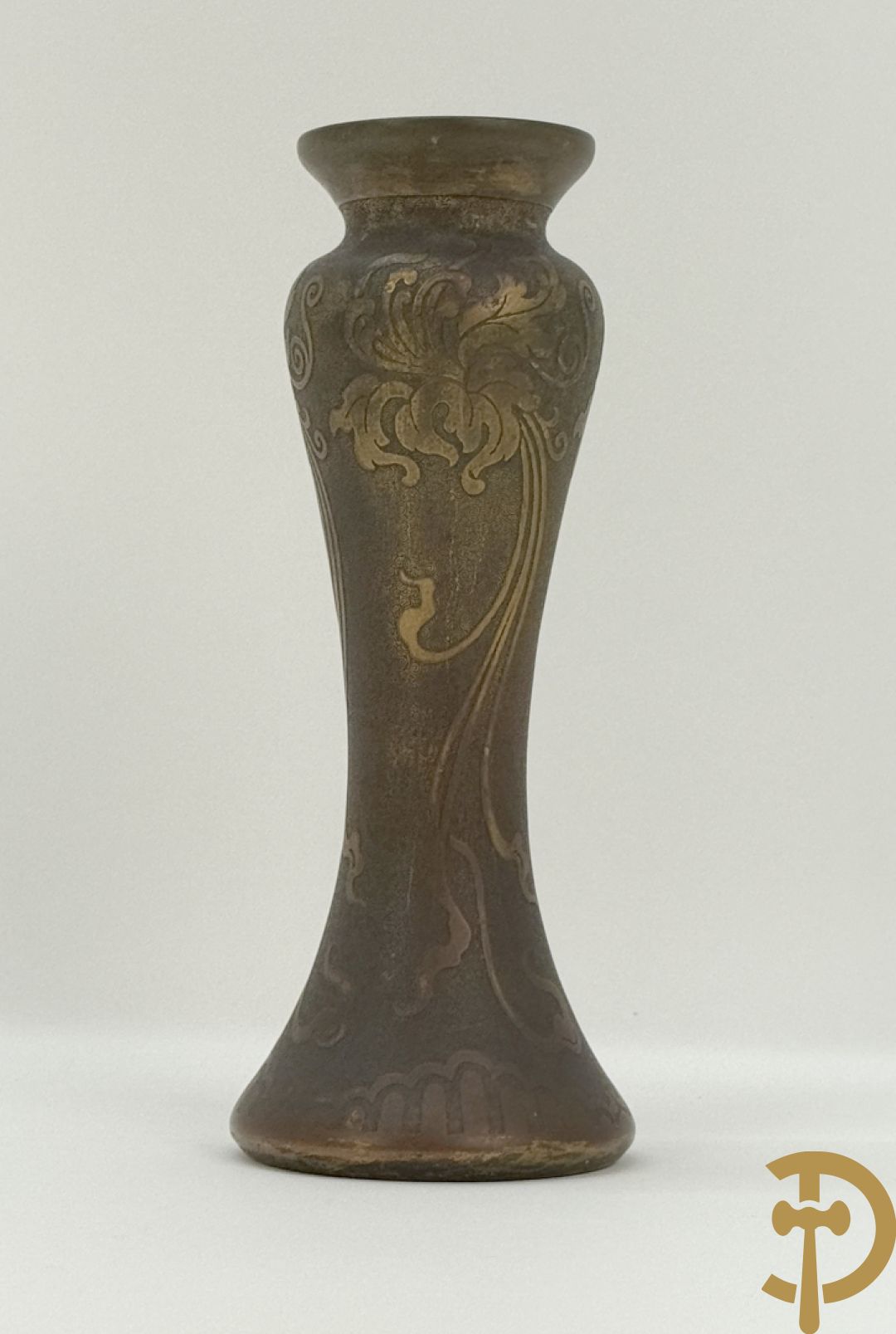 Blauwe kristallen Val-Saint-Lambert, gegalvaniseerd  met kopertechniek, ontwerper Leon Ledru, Art Nouveau rond 1900