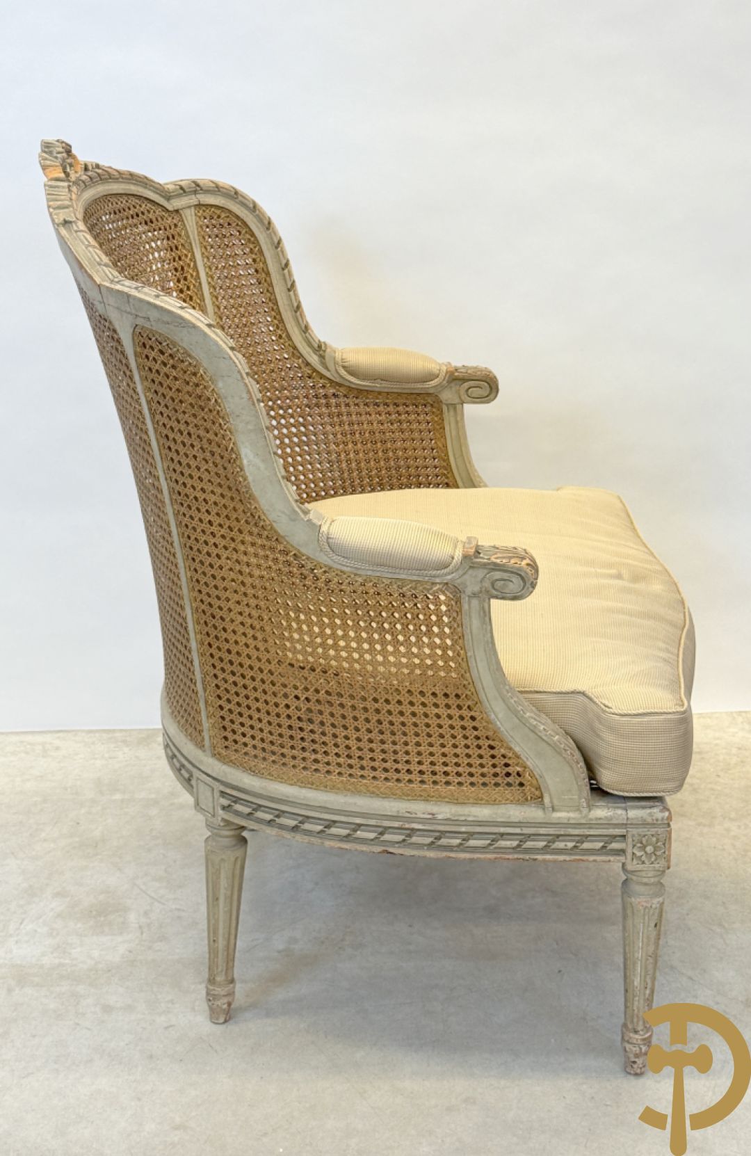 Louis XVI duchesse brisée met dubbele canage, gepatineerd, 19e