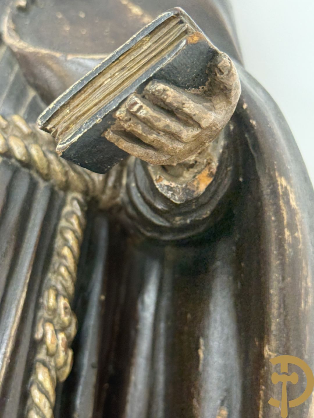 Gepolychromeerde Vlaamse houtsculptuur Sint-Antonius