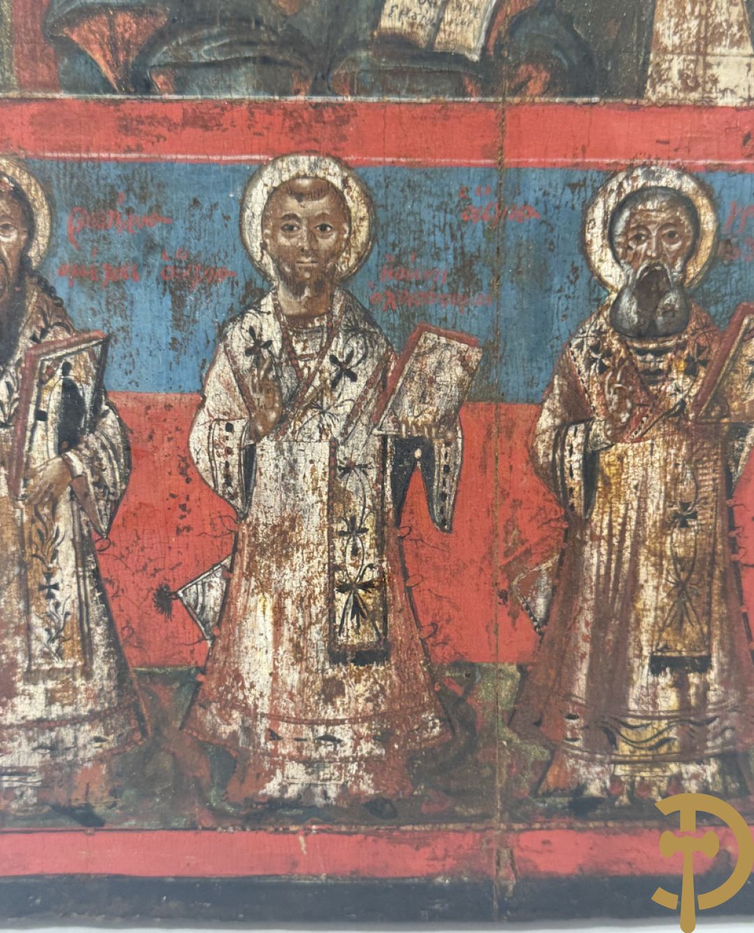 Russische ikoon met voorstelling van zes Heiligen