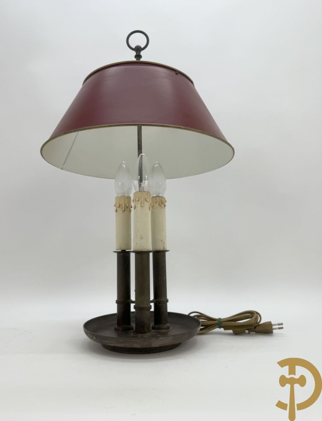 Twee lampes bouillotte in koper met 3 lichtpunten