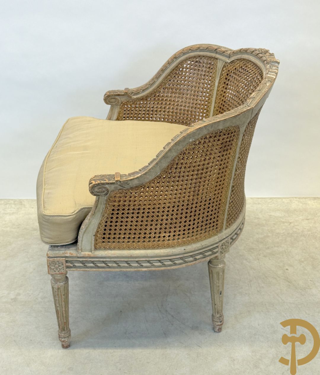 Louis XVI duchesse brisée met dubbele canage, gepatineerd, 19e