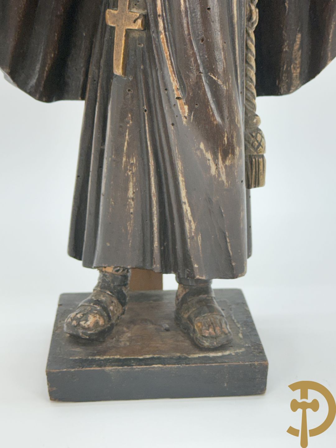 Gepolychromeerde Vlaamse houtsculptuur Sint-Antonius
