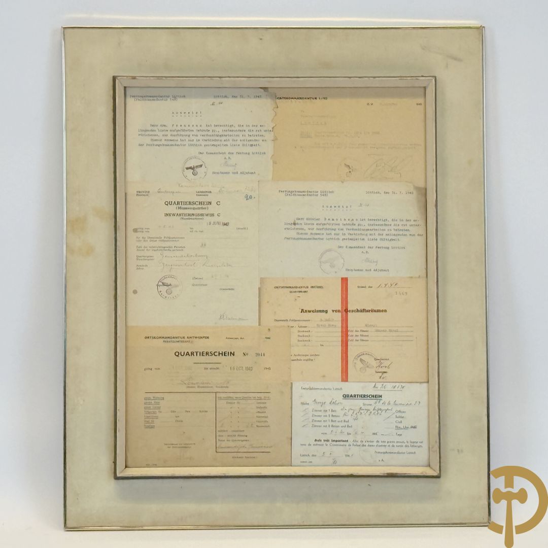 Zeven ingelijste documenten over Duitse W.O. II
