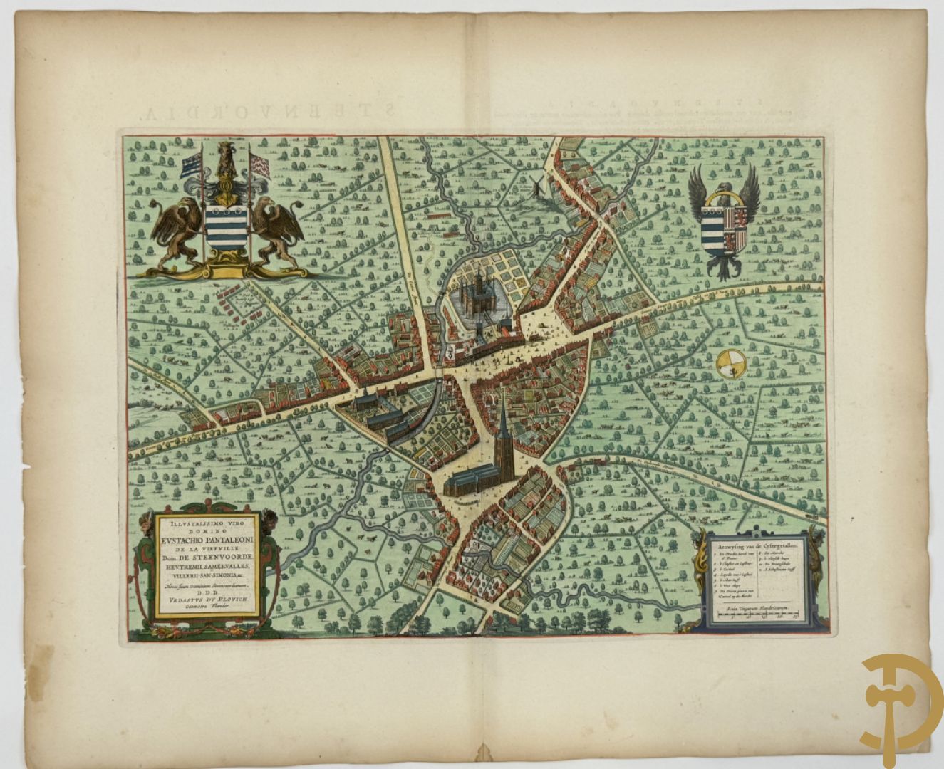 Oud ingekleurde kaart Blaue van Steenvoorde