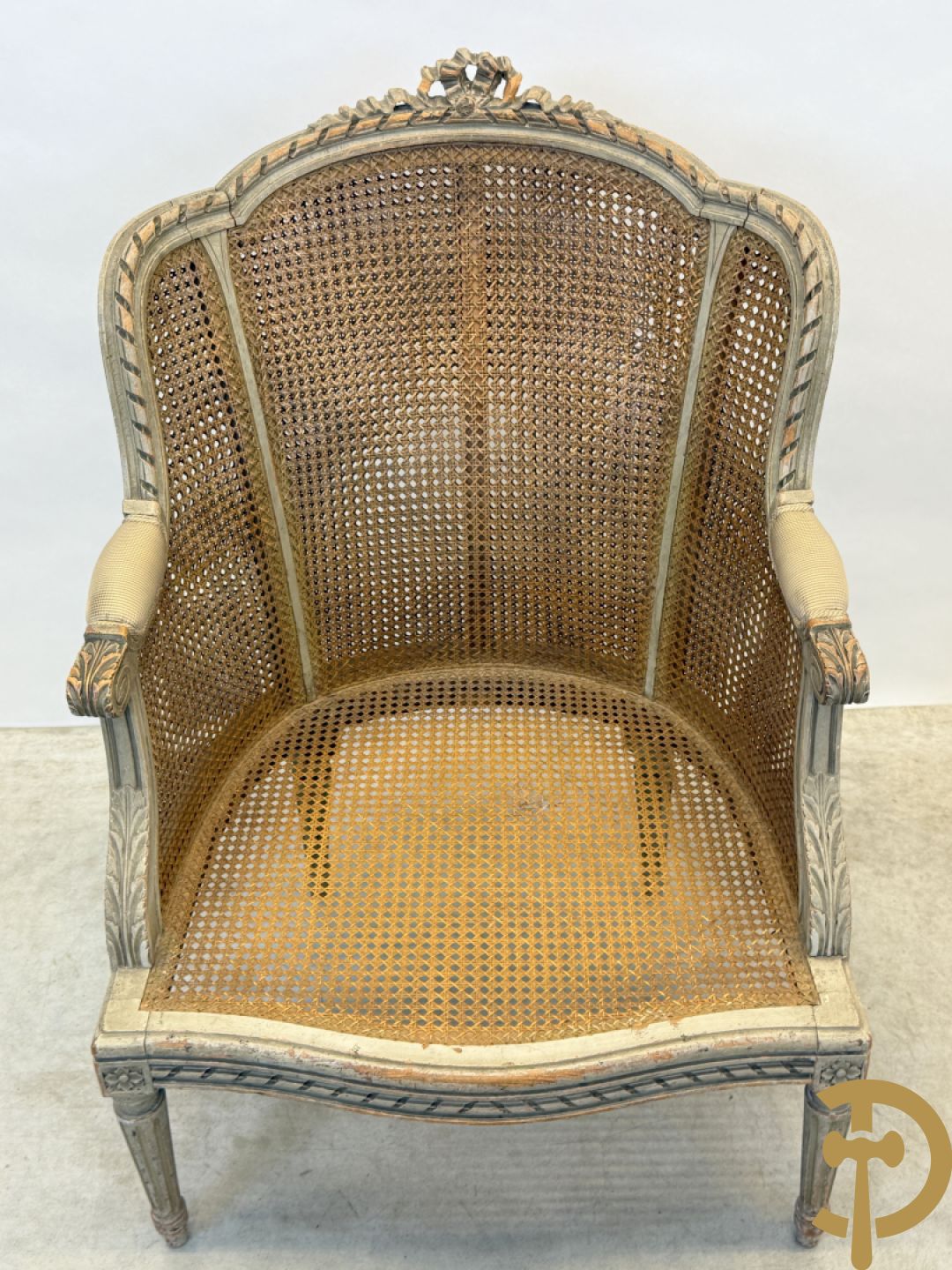 Louis XVI duchesse brisée met dubbele canage, gepatineerd, 19e