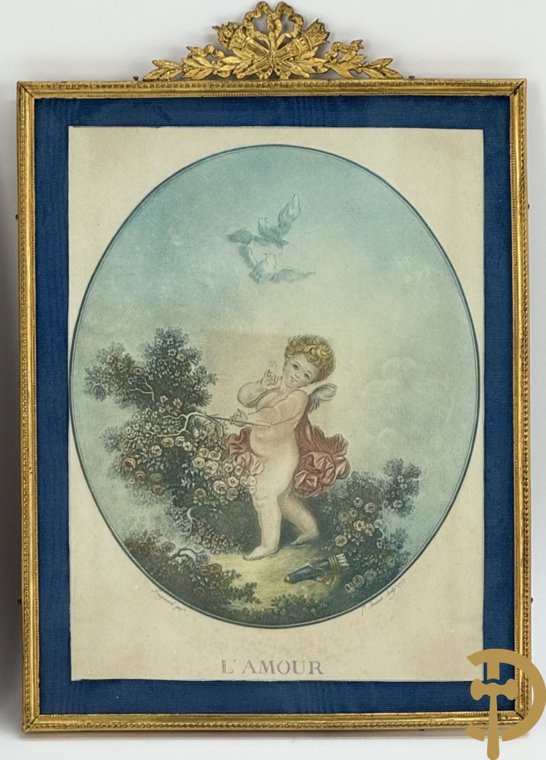 Paar koperen stijlkaders met Louis XVI strik