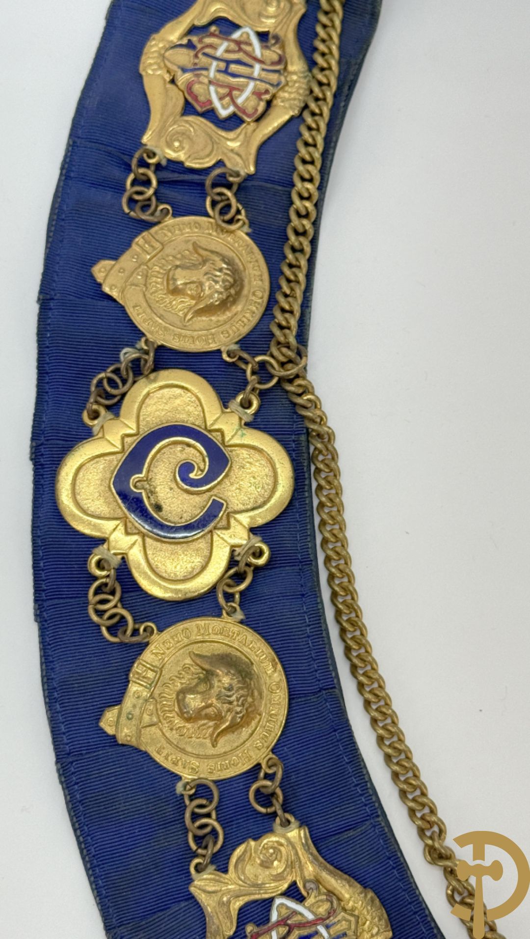 Halsband van de Vrijmetselarij met koperen ornamenten, Sint Marks Lodge, nummer 7311 GLE (Birmingham)