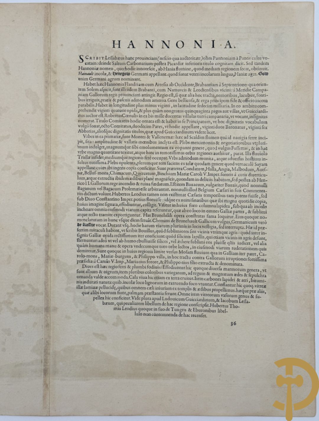 Oud handgekleurde kaart van Ortelius, zicht op Henegouwen, 1572
