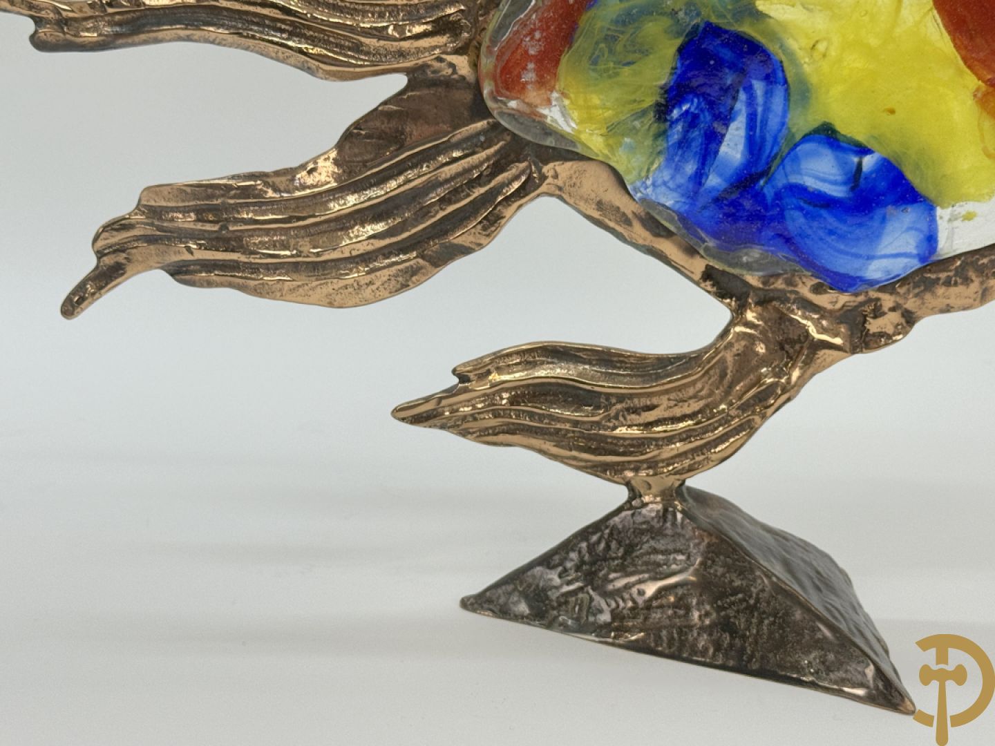 LOHE getekend - Bronssculptuur van vis met glaspasta