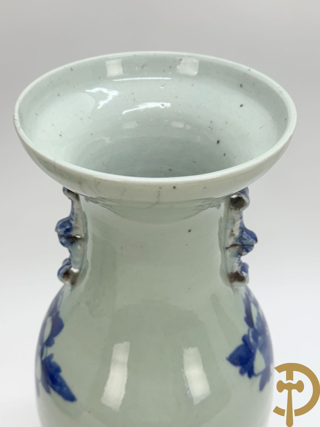 Paar Chinese porseleinen blauw/wit vazen met bloemendecor