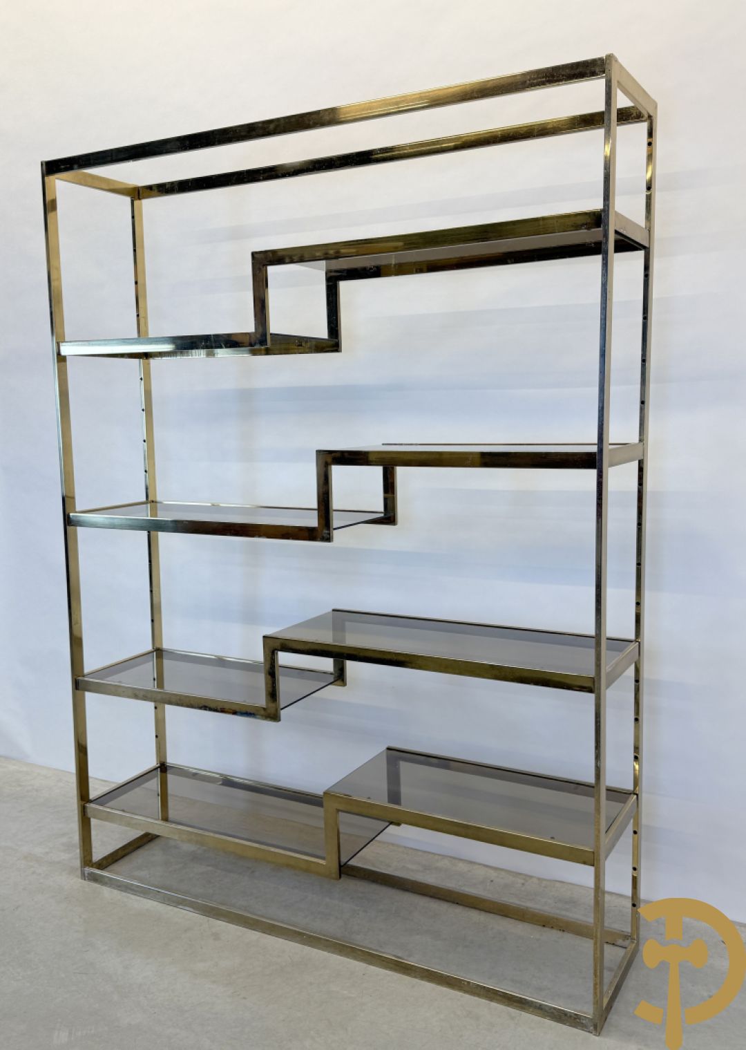 Etagère Belgochrom met fumé glas, jaren 