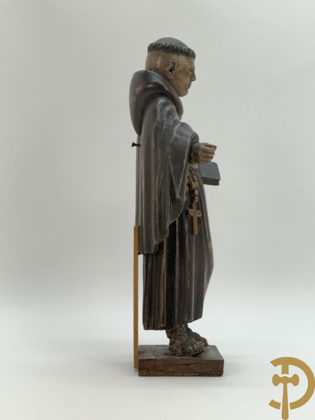 Gepolychromeerde Vlaamse houtsculptuur Sint-Antonius