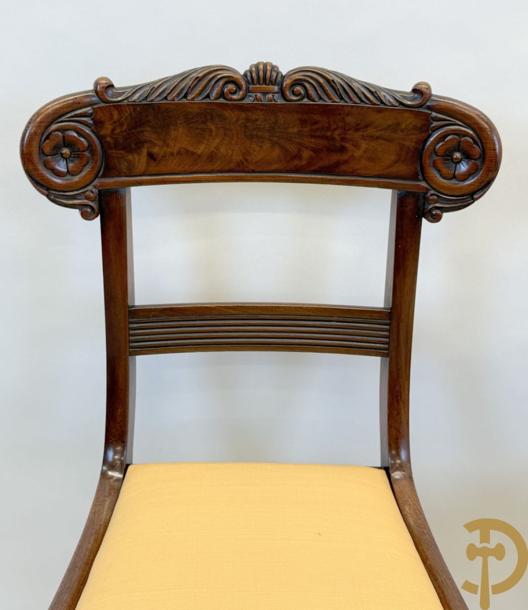 Zes mahoniehouten Charles X stoelen, 19e