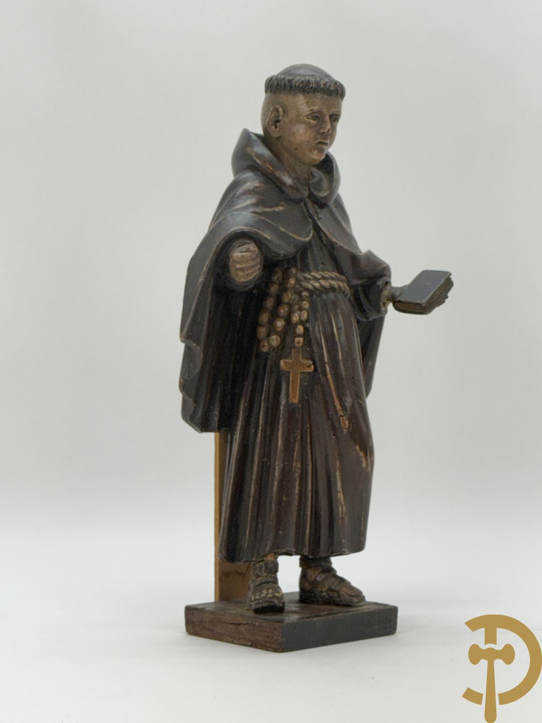 Gepolychromeerde Vlaamse houtsculptuur Sint-Antonius
