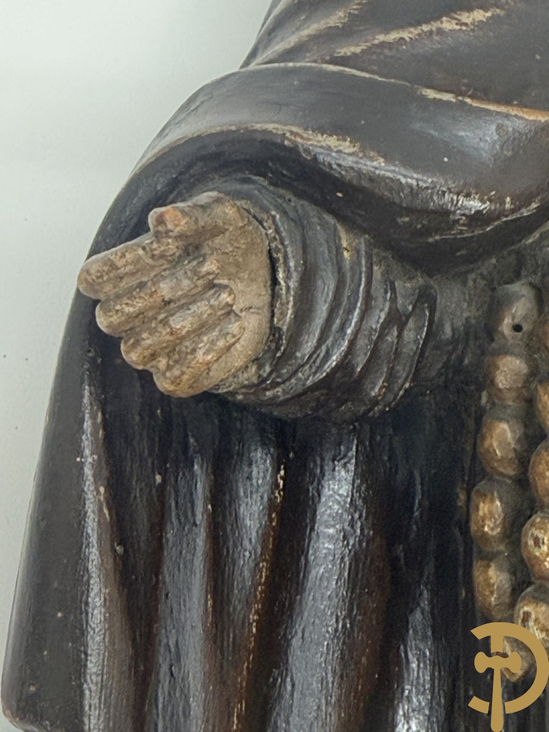 Gepolychromeerde Vlaamse houtsculptuur Sint-Antonius
