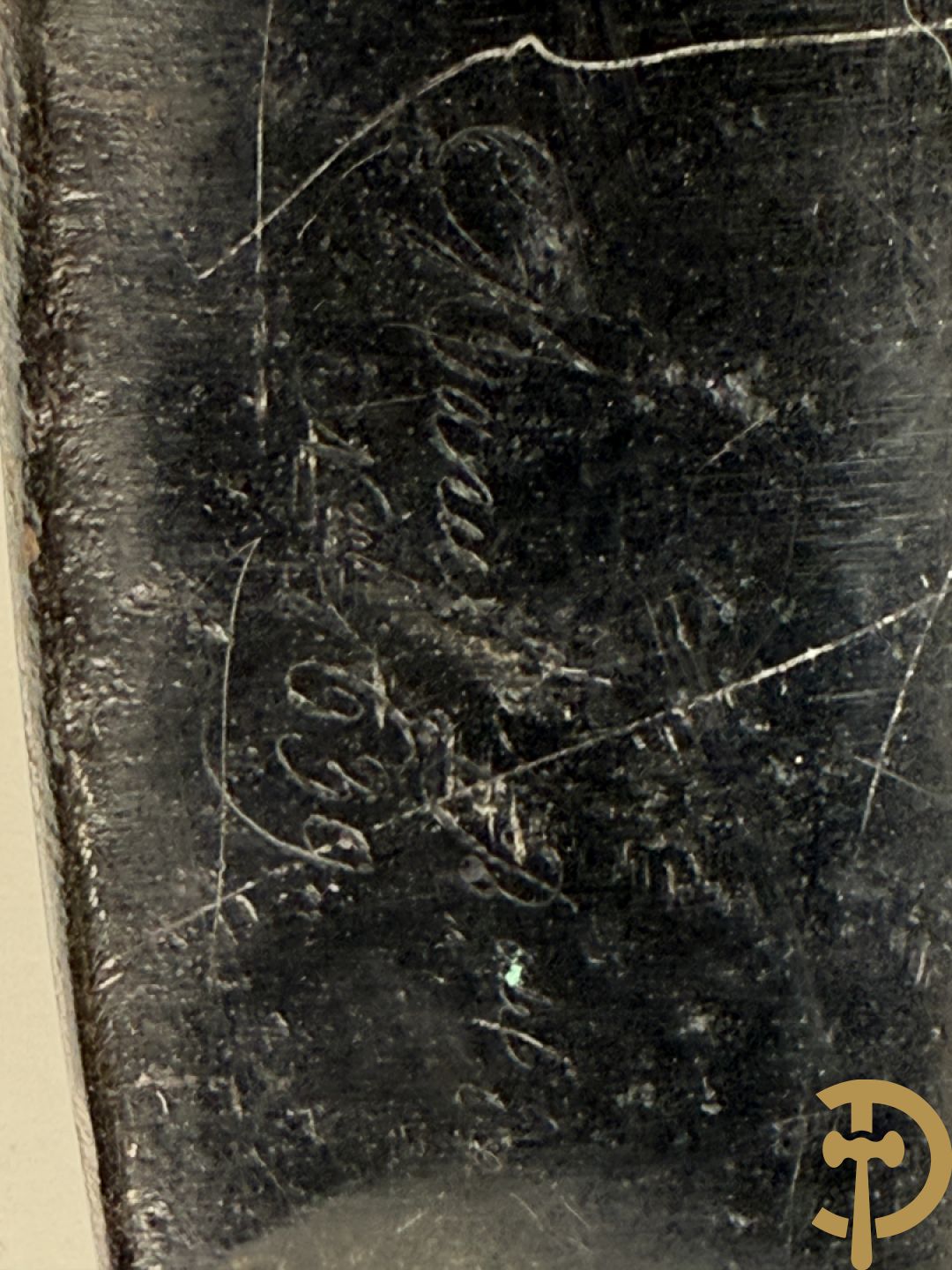 Frans metalen borststuk/ kuras voor de cavalerie met lederen riem en koperen stukken, Manufacture de Klingenthal 1828, 19e
