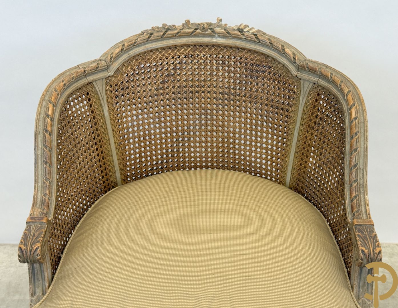 Louis XVI duchesse brisée met dubbele canage, gepatineerd, 19e