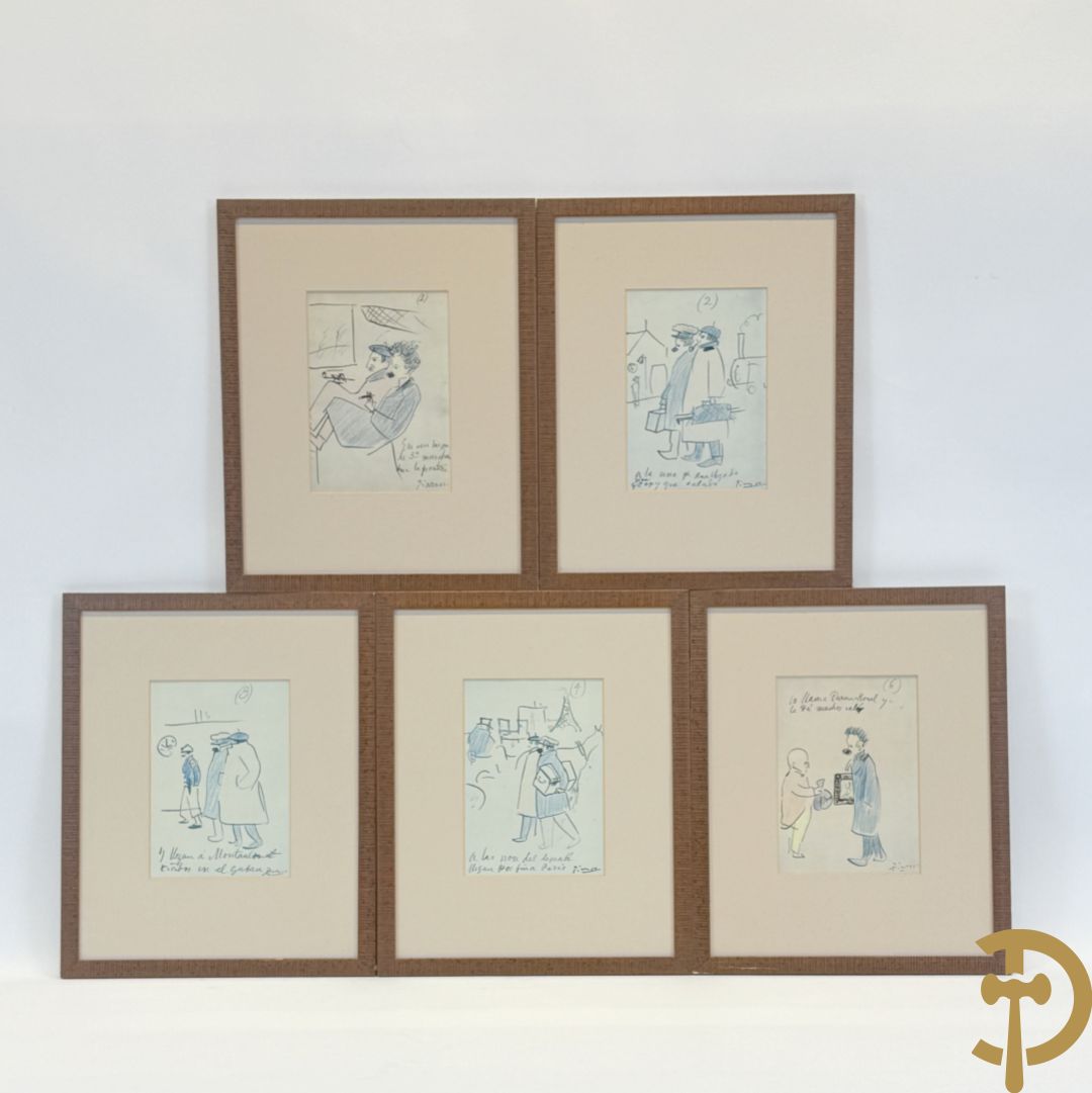 PICASSO (naar) Vijf ludieke prenten met personages - seriegrafieën