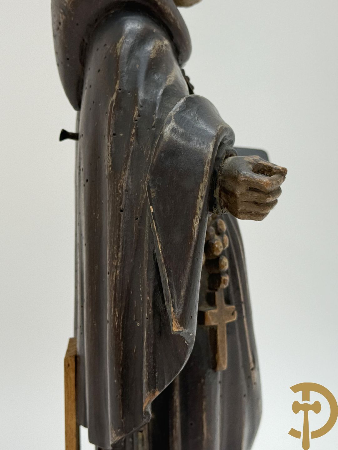 Gepolychromeerde Vlaamse houtsculptuur Sint-Antonius