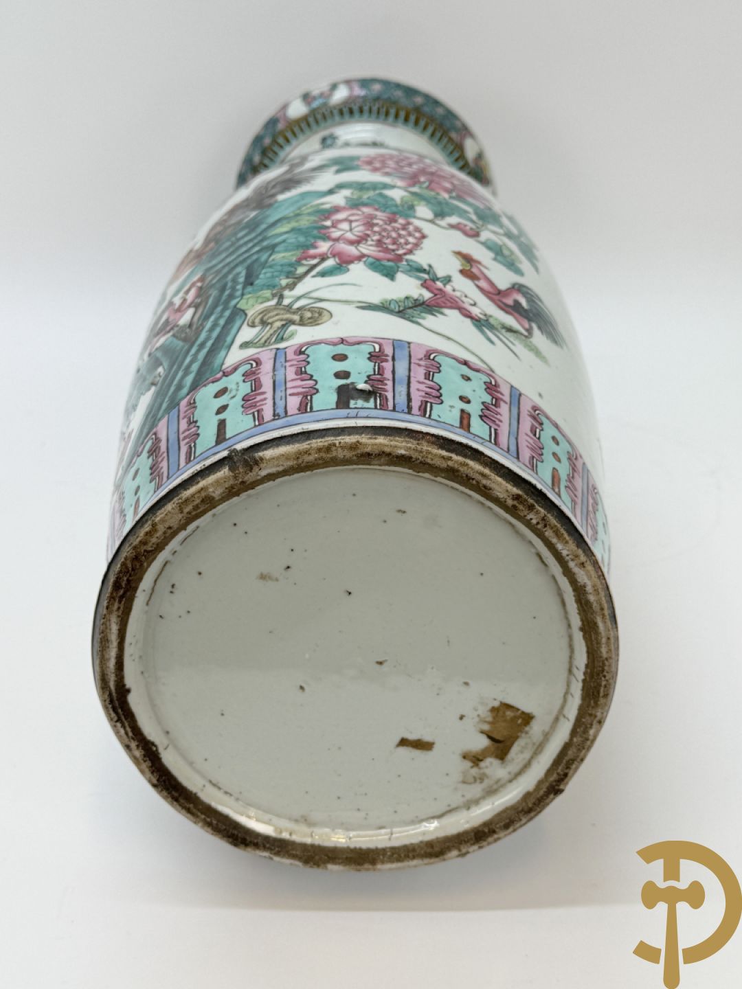 Chinese porseleinen vaas met decor van hanen en bloemen