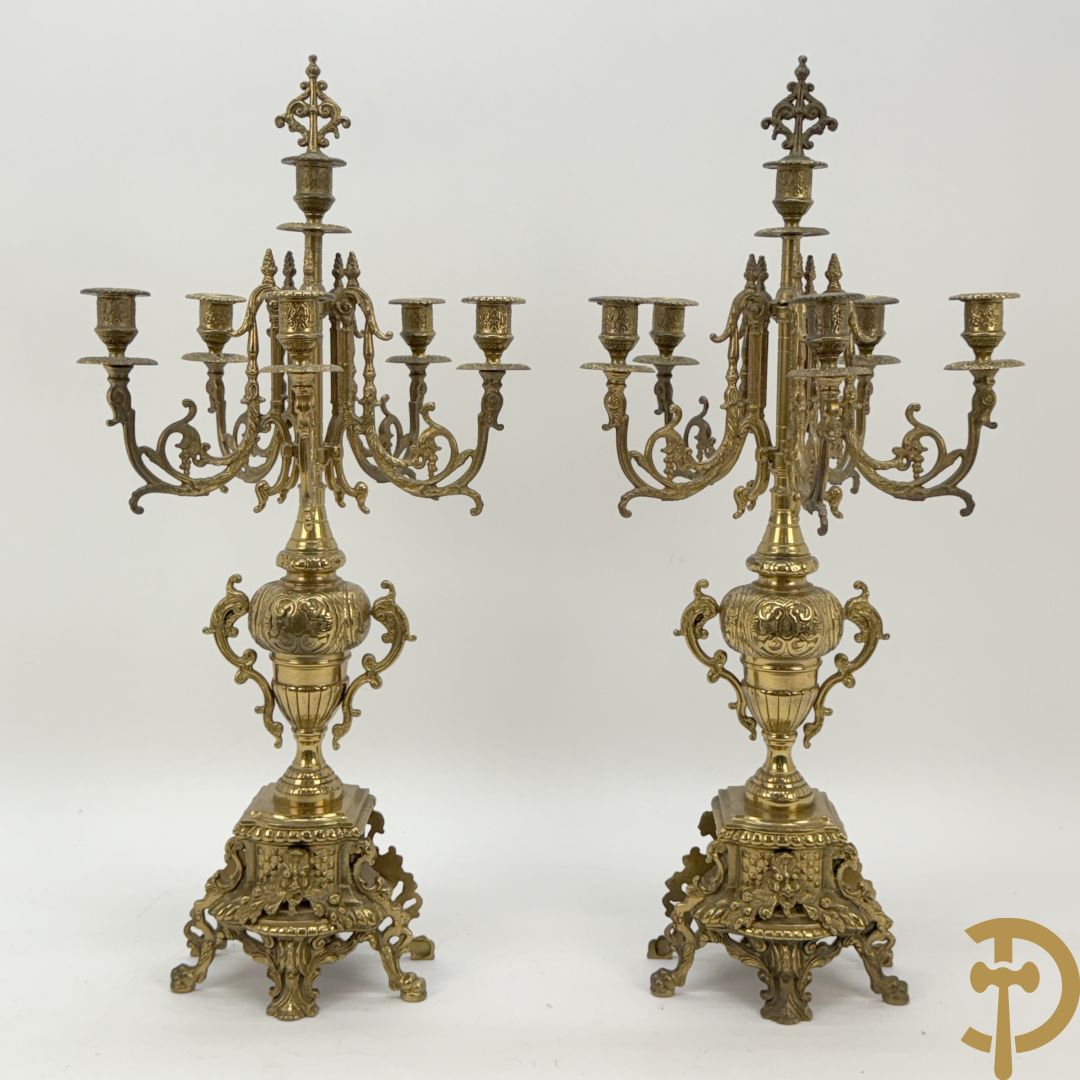 Driedelige vuurvergulde bronzen garnituur, Neo Renaissance stijl