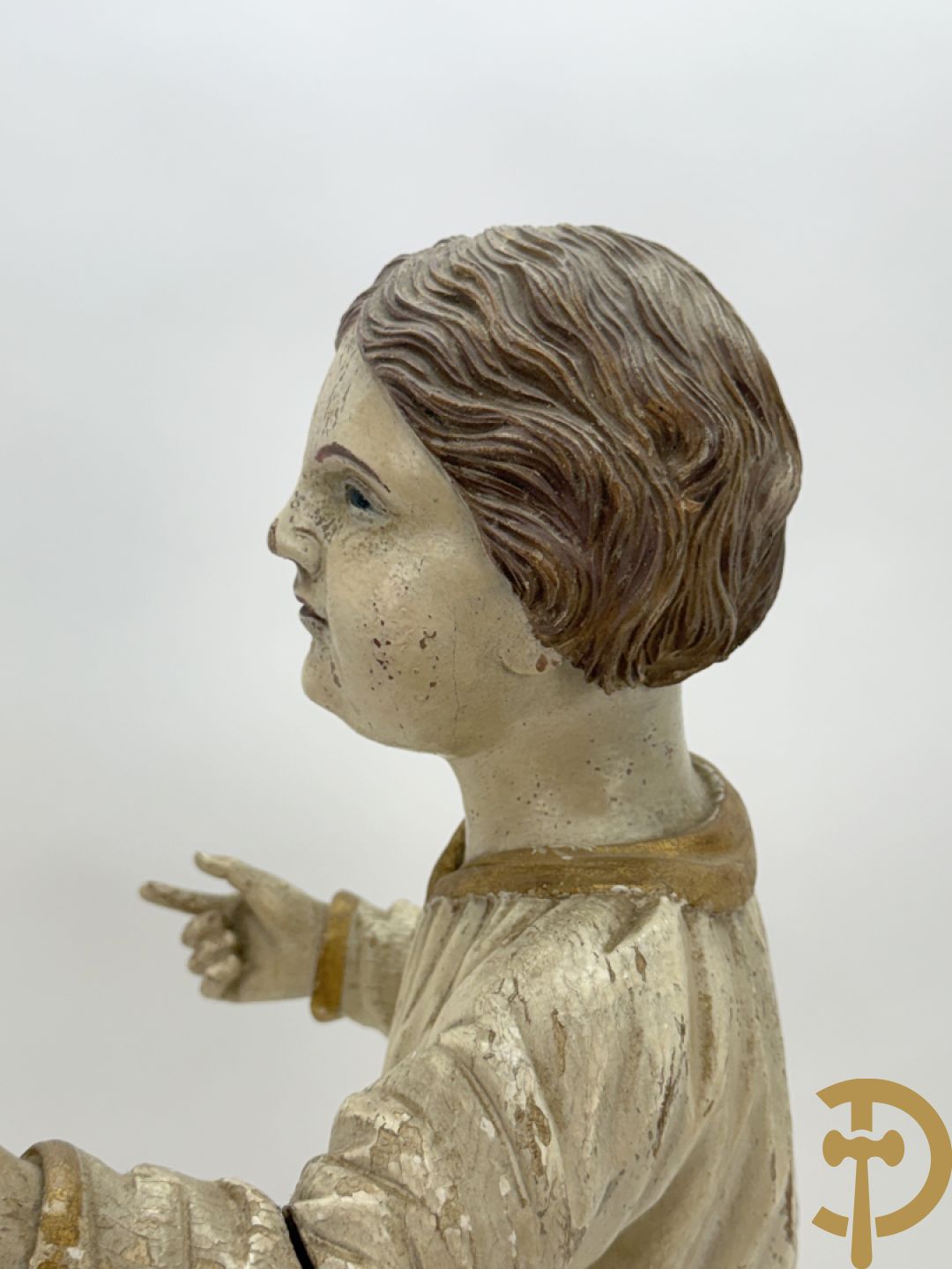 Gepolychromeerd houtgesculpteerd beeld van Jezus die predikt, laat 18e - vroeg 19e