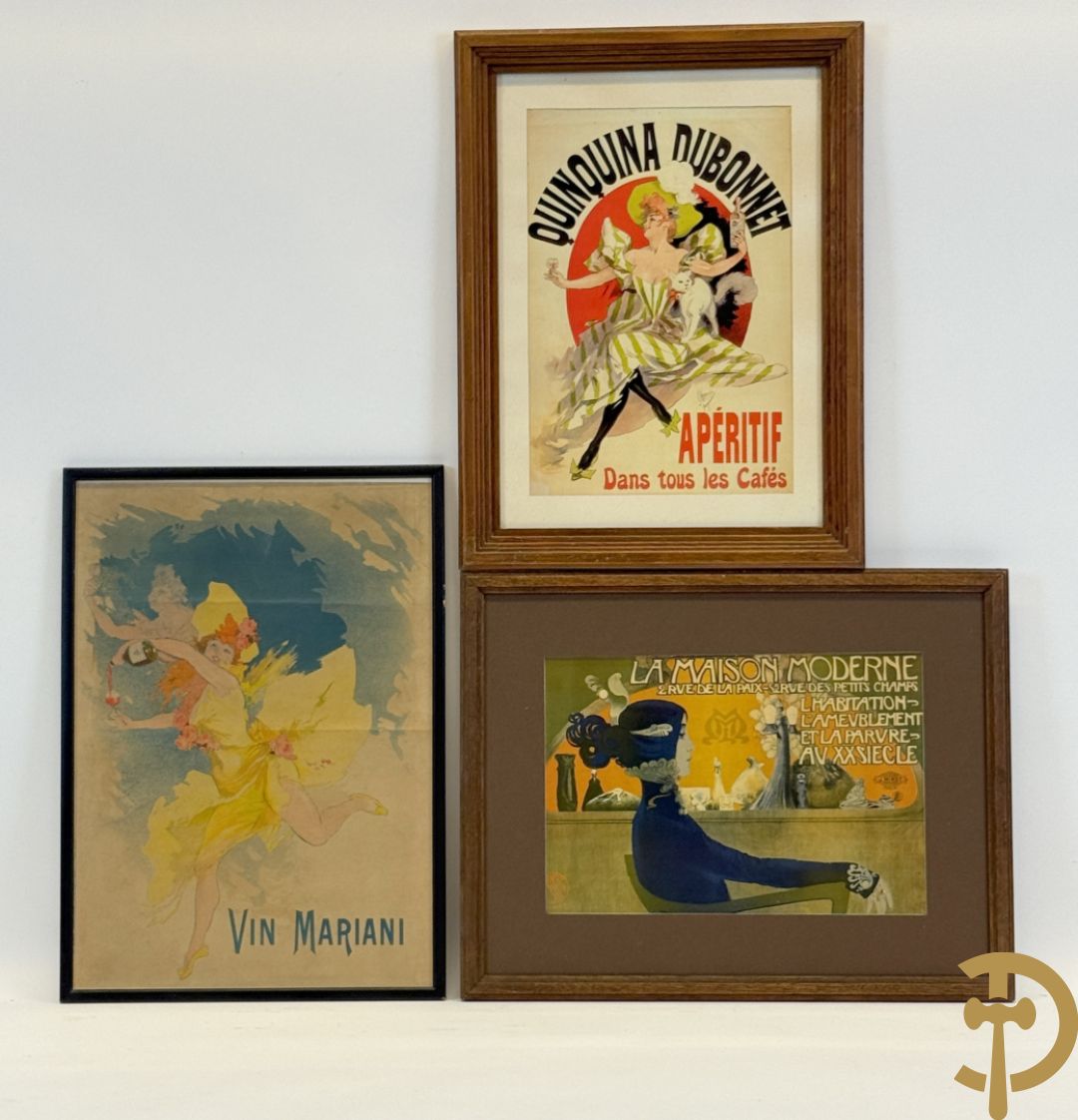 Drie ingelijste reclames/affiches 