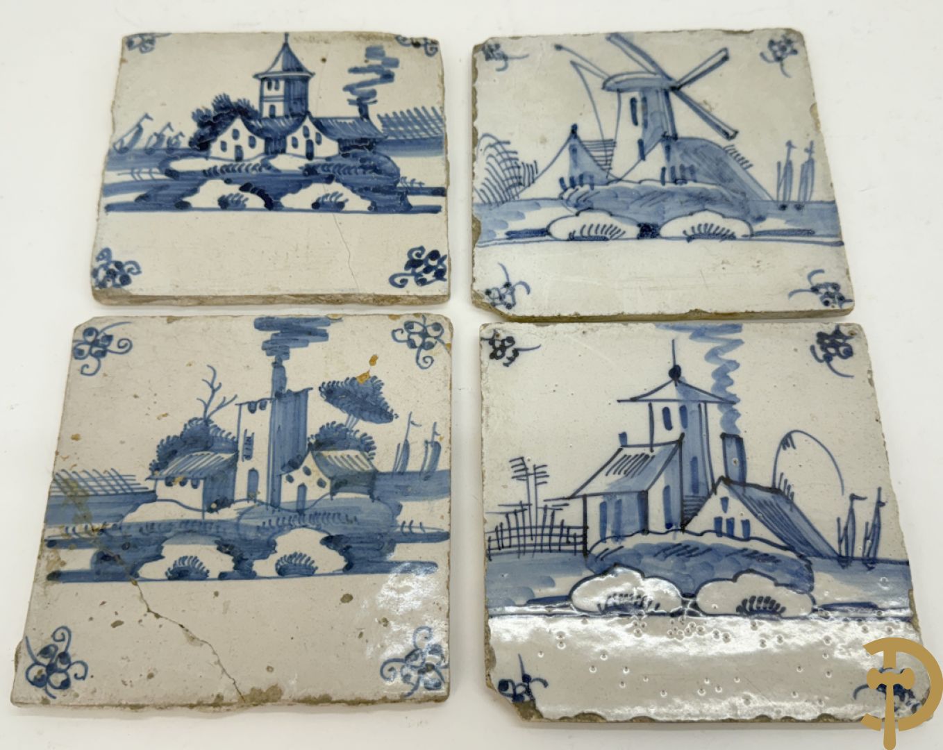 Lot 18e faience tegeltjes w..o. Delfts en Vlaams + Delftse potiche
